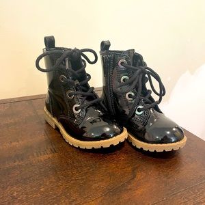 Toddler Girls Faux Patten Leather Combat Boots